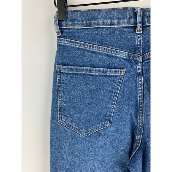 Express Super High Rise Mom Jeans Womens Size 2 Medium Wash Denim FLAWED Cropped - Picture 9 of 12